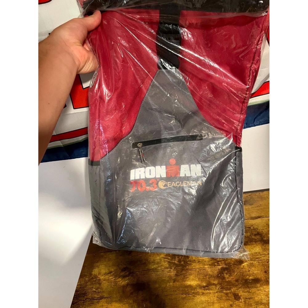 Ironman Eagleman Event 70.3 Athlete Backpack Mens Gray Red Moisture Wicking